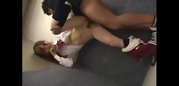  schoolgirl getting her pussy fucked cum to ass in the elevator